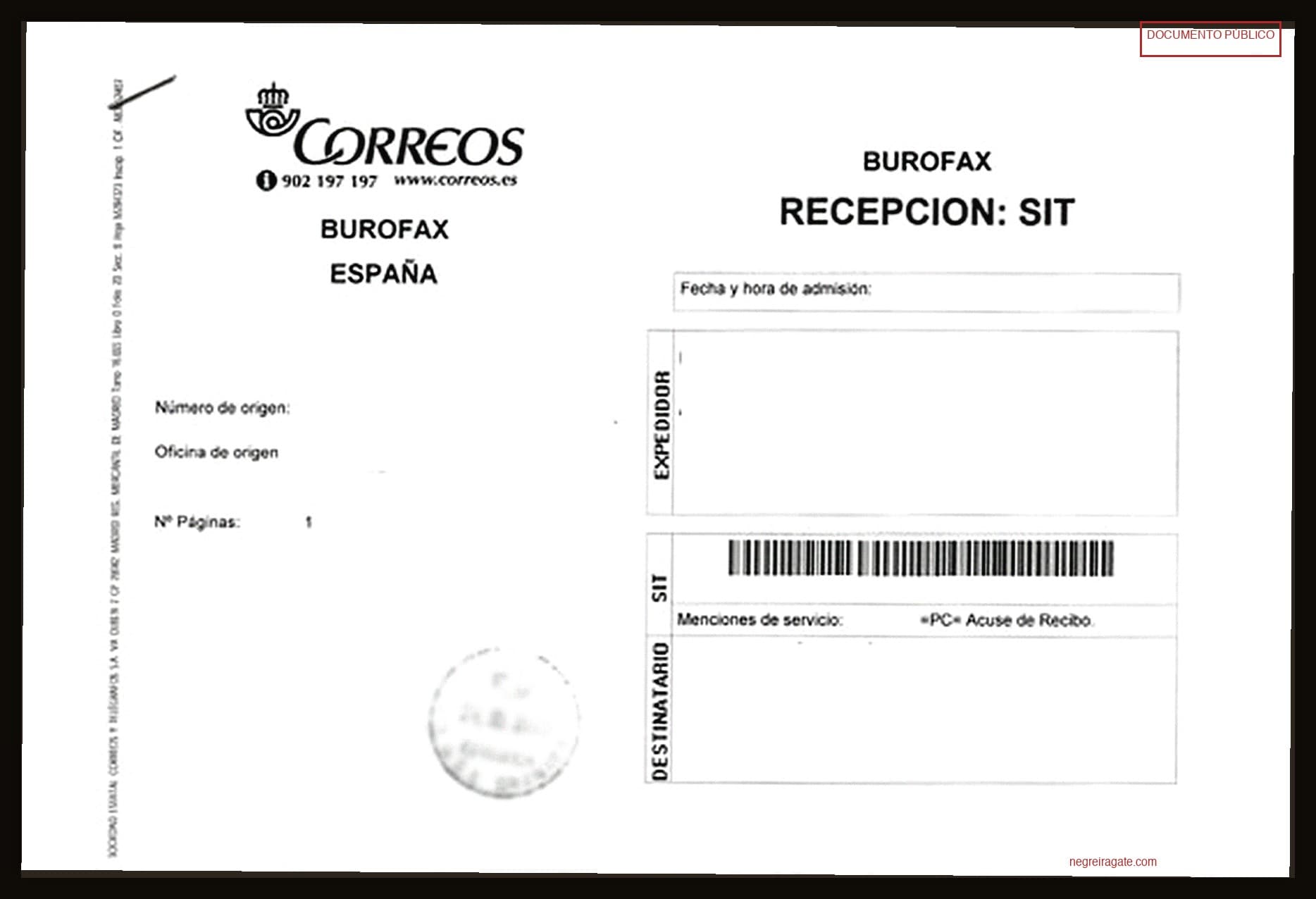 Burofax recibido por NegreiraGate